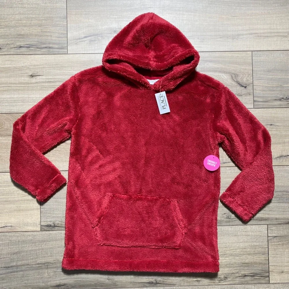 The Children Place Girls Long Sleeve Sherpa Hoodie Size Large 10-12 Classic‎ Red