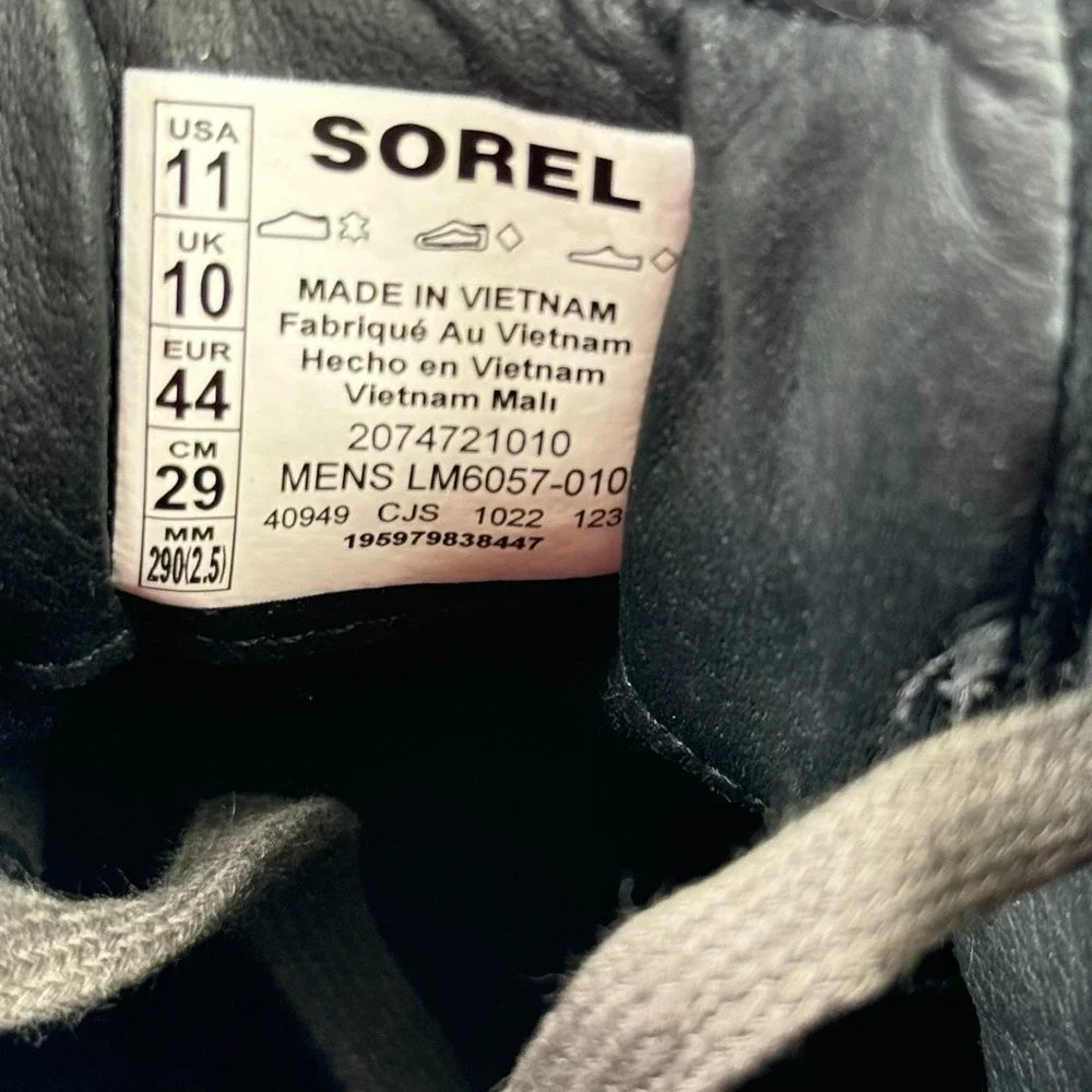 Sorel Madson II Moc Toe Men's 11 Coal Black Leather Waterproof Boots LM6057-010