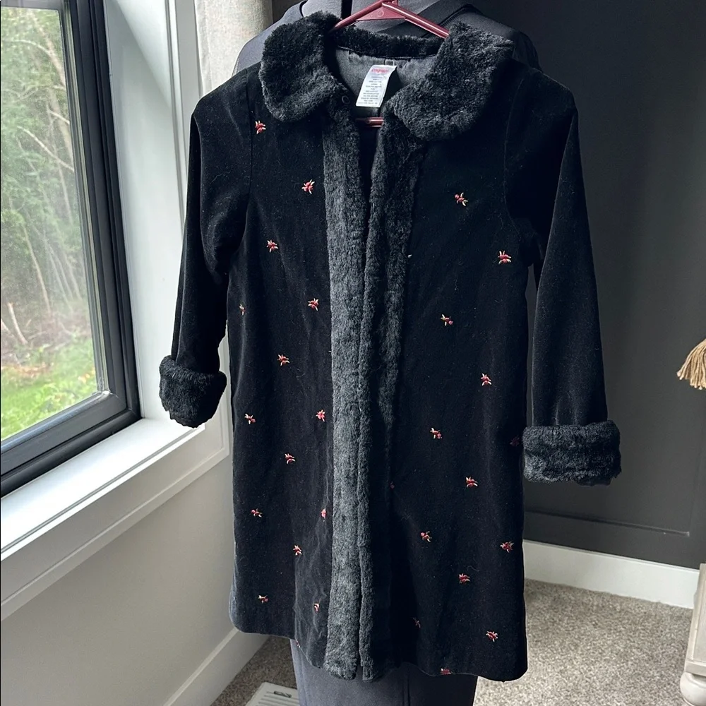 Gymboree Velvet Coat with‎ Faux fur trim and embroidery