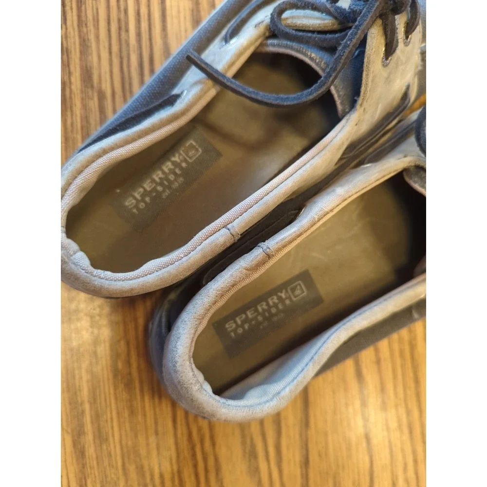 Sperry Shoes‎ Mens 10 M Halyard Casual Two Eye Lace Up Boat Gray Blue Fabric