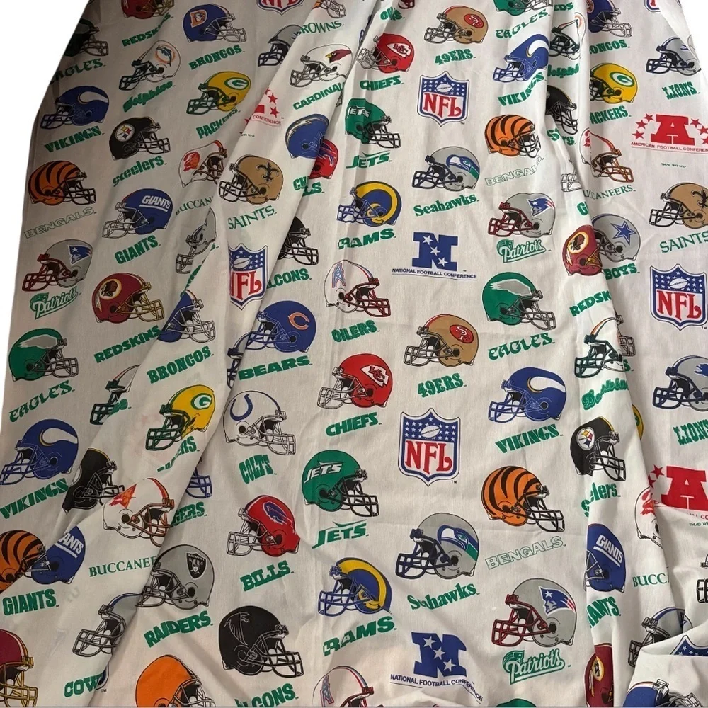 Vintage NFL Team Logo Fabric Twin Sheet 1993 American Football Conference Helmet