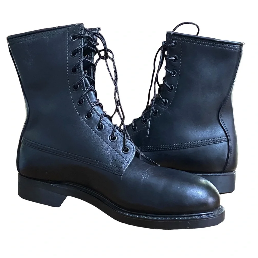 Vintage COVE Shoe Co Biltrite Combat Boots Black Leather Military