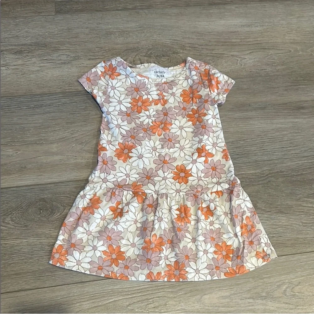 Carter's Orange and Cream Toddler Girl Short Sleeve Sundress‎