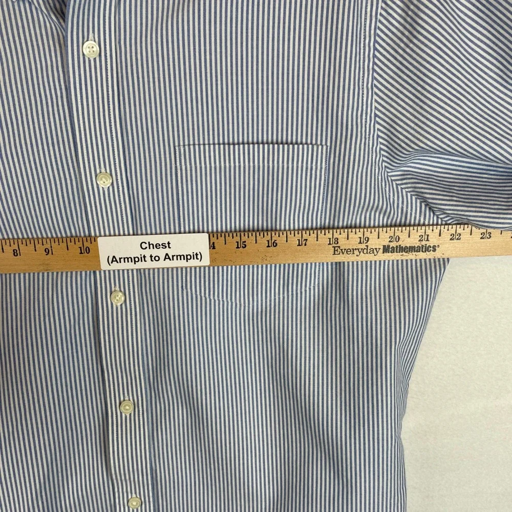 Banana Republic Mens L Blue White Striped‎ Button Down Shirt Long Sleeve Cotton