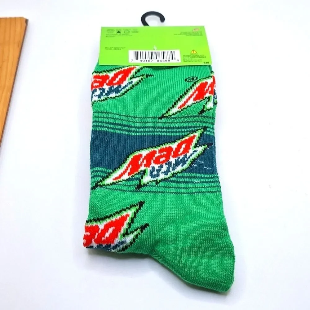 Mountain Dew crew socks soda novelty graphic accessory