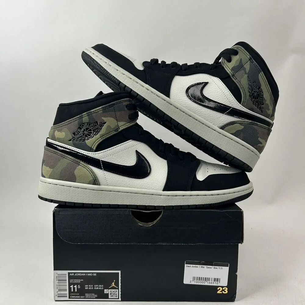Nike Shoes Air Jordan 1 Mid SE “Camo/Light Bone Black White