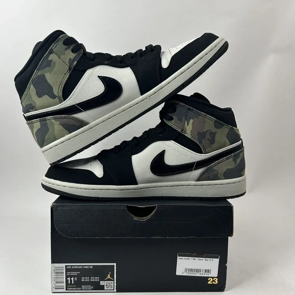 Nike Shoes Air Jordan 1 Mid SE “Camo/Light Bone Black White