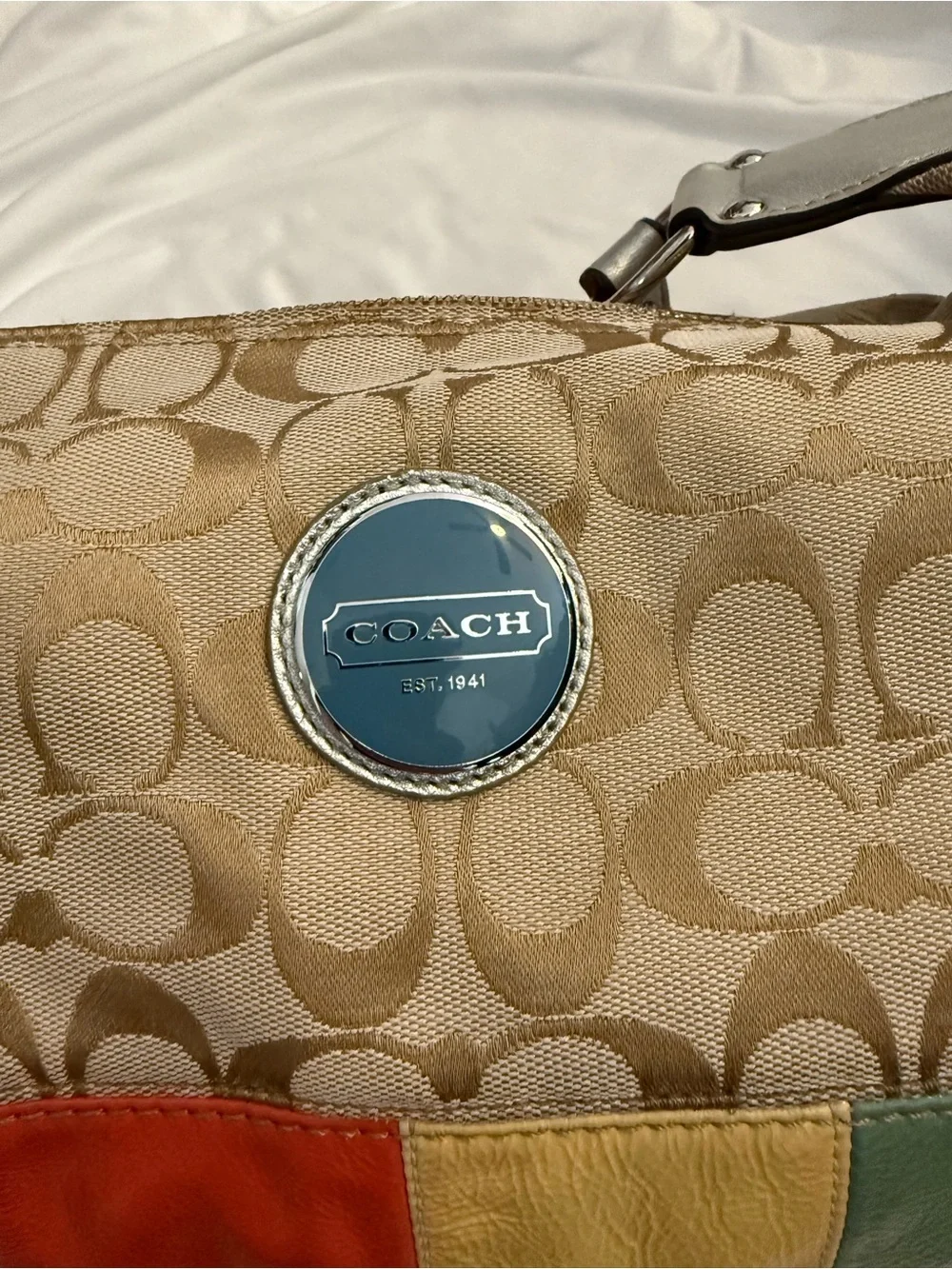 EUC Vintage Coach Gallery Signature Hobo Shoulder Bag with Multicolor Stripe