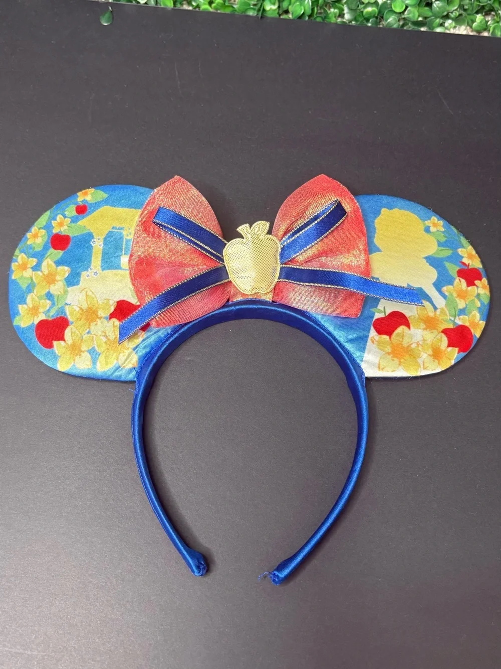 Disney Blue & Red Snow White Apple Bow Minnie Ears Headband