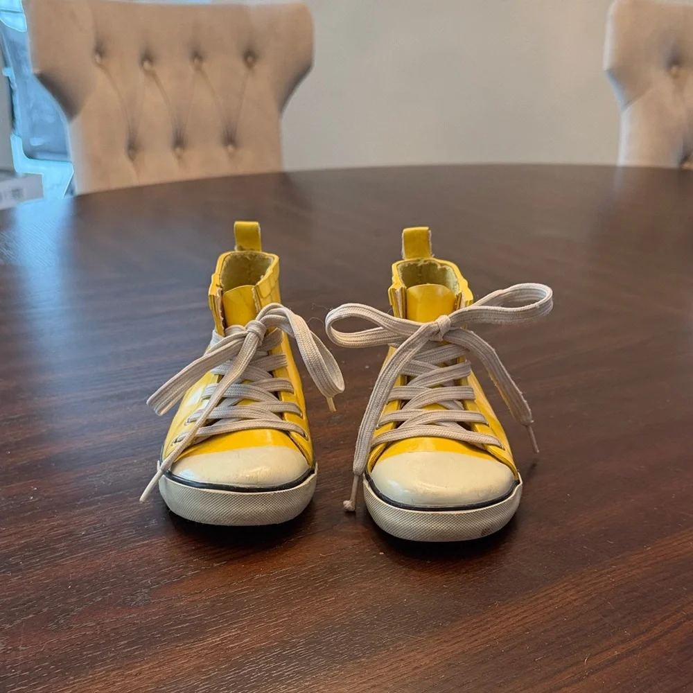 Polo Ralph Lauren Yellow Toddler Rain Boots Rubber Lace-Up Size 10