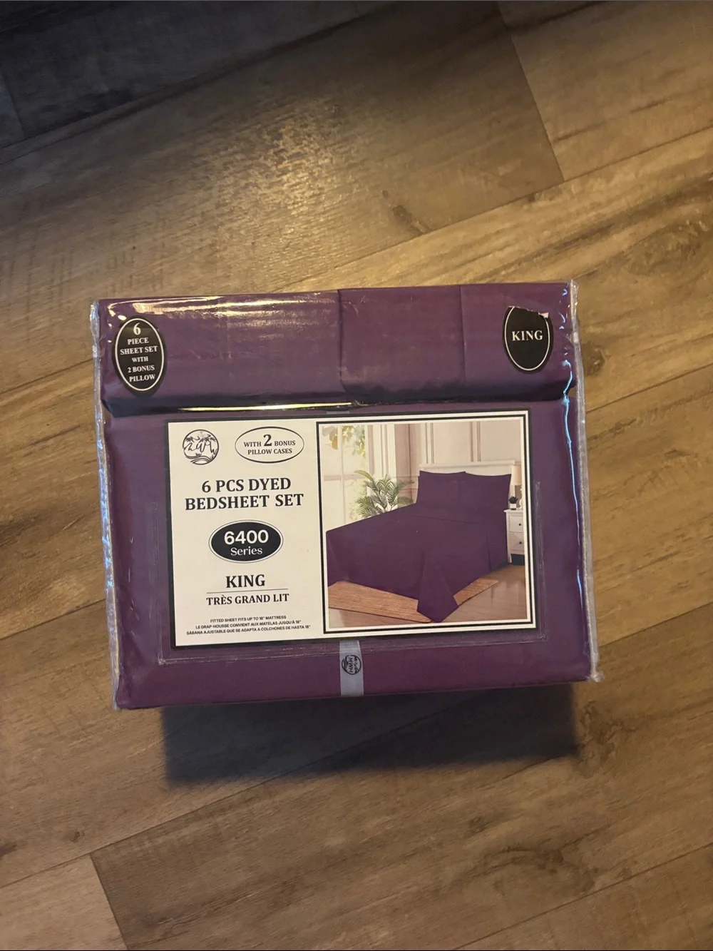 6-Piece Dyed King Bed Sheet Set - Purple