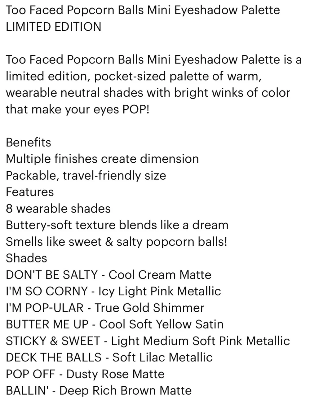 Too Faced mini palette
