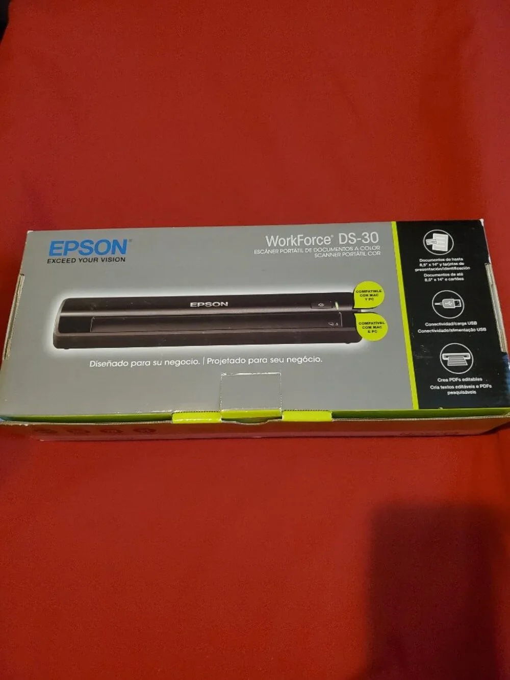 NEW EPSON WORKFORCE DS-30 PORTABLE COLOR DOCUMENT MAC WINDOWS SCANNER