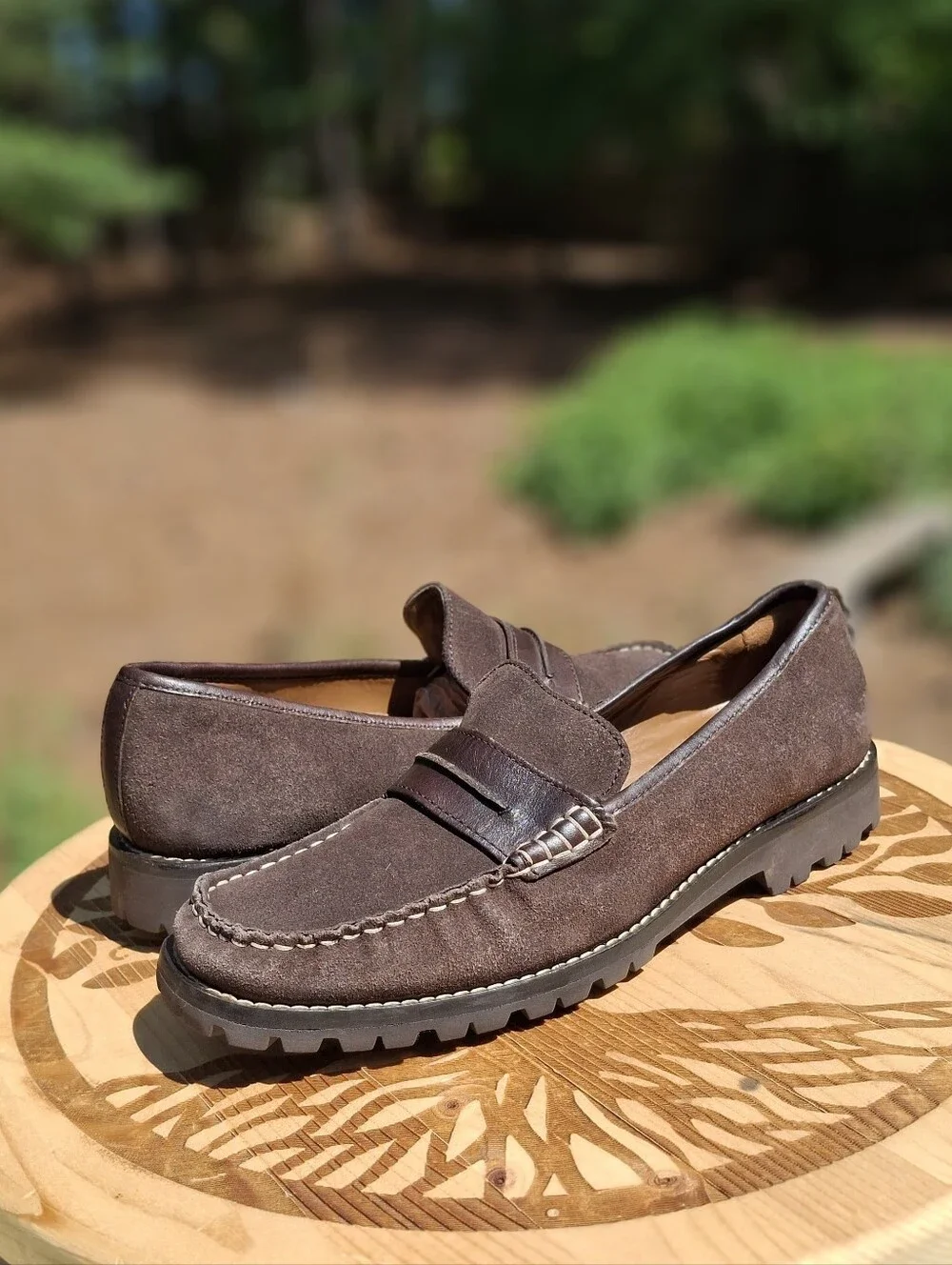 Cole Haan Men's Unisex Wyatt Brown Suede Lug Sole Penny Driving Loafer Size 6.5
