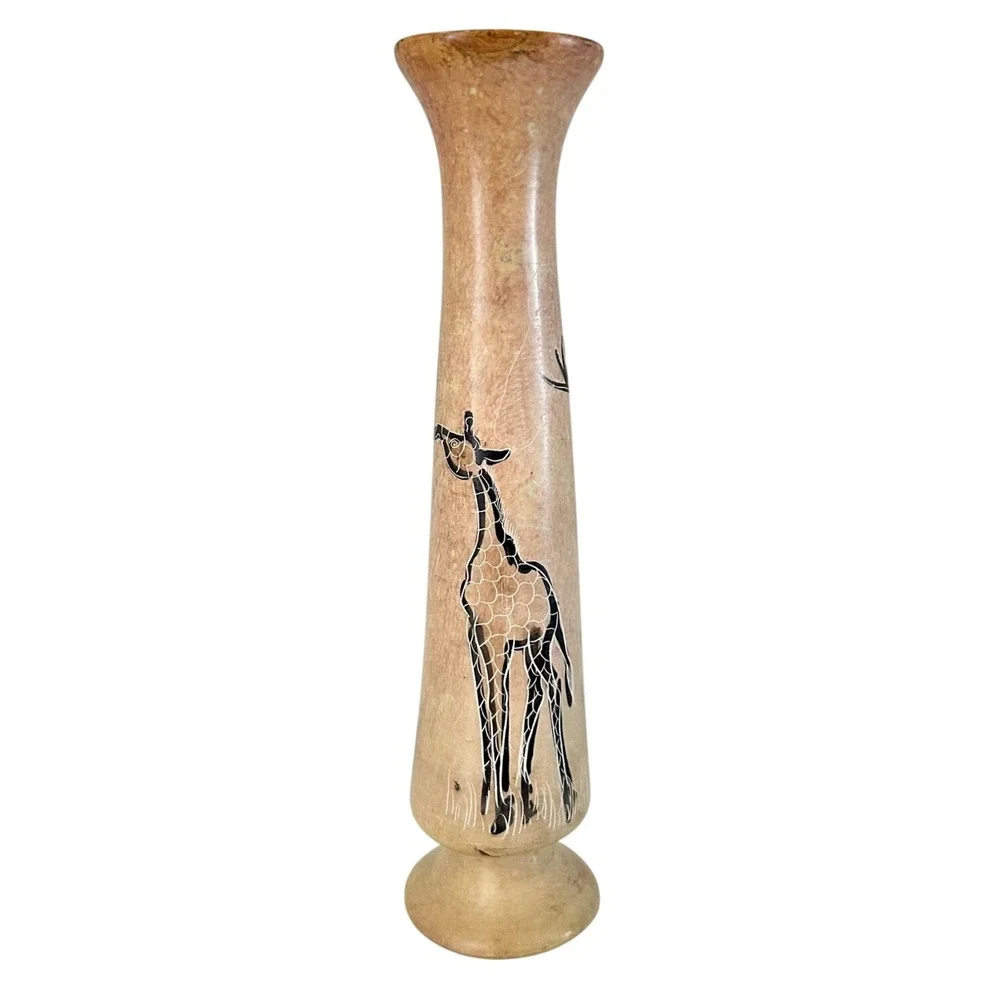 Vintage Hand Carved Soapstone Giraffe 8.5