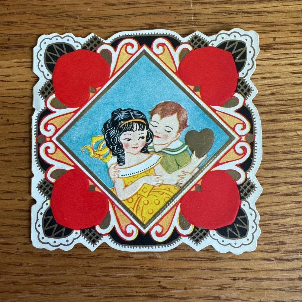 Vintage Valentine‎ Card Boy Girl Holding Heart Carrington Co Chicago ILL