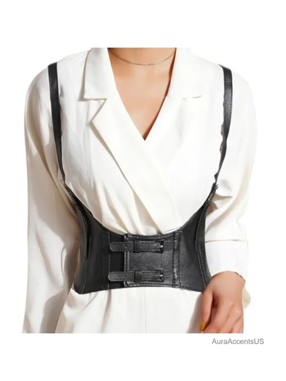 Faux Leather Wide Elastic Underbust Corset Belt Steampunk Waist Cincher