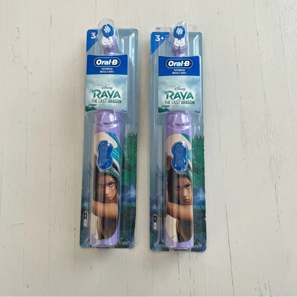 Oral-B Kids Battery Toothbrush Disney Raya and the Last Dragon‎ 2 Pack Purple 3+