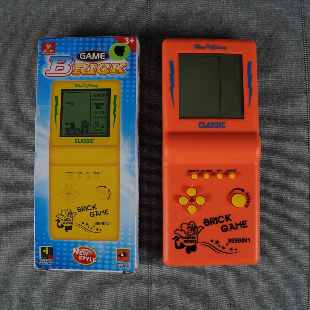 Retro Brick Video Game 9999 in 1 Handheld Tetris Style Orange Toy With Box