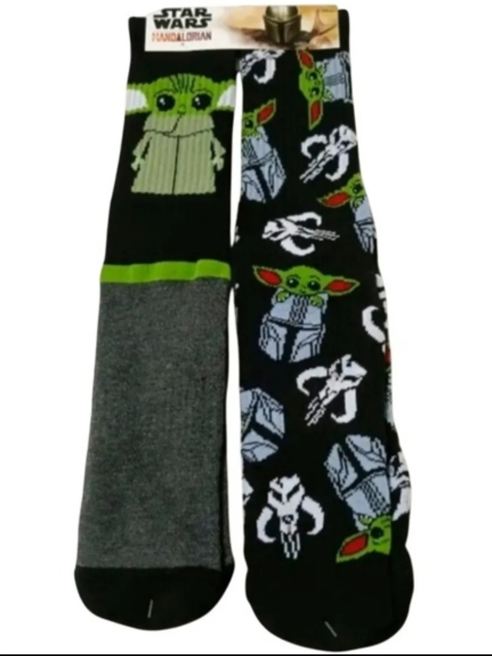 Star Wars Mandalorian‎ Grogu Baby Yoda Sock Long Crew Socks Black Green