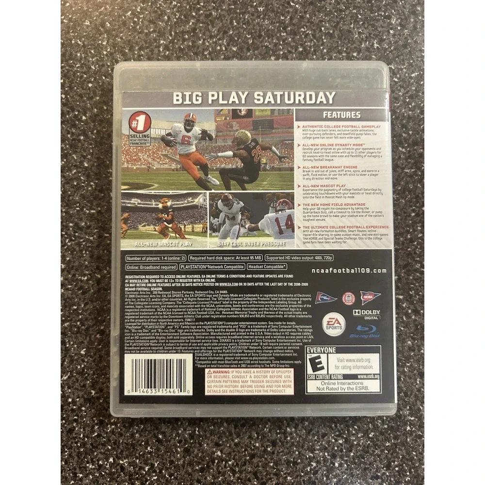 NCAA Football‎ 09 PlayStation 3 Tested Working With Case