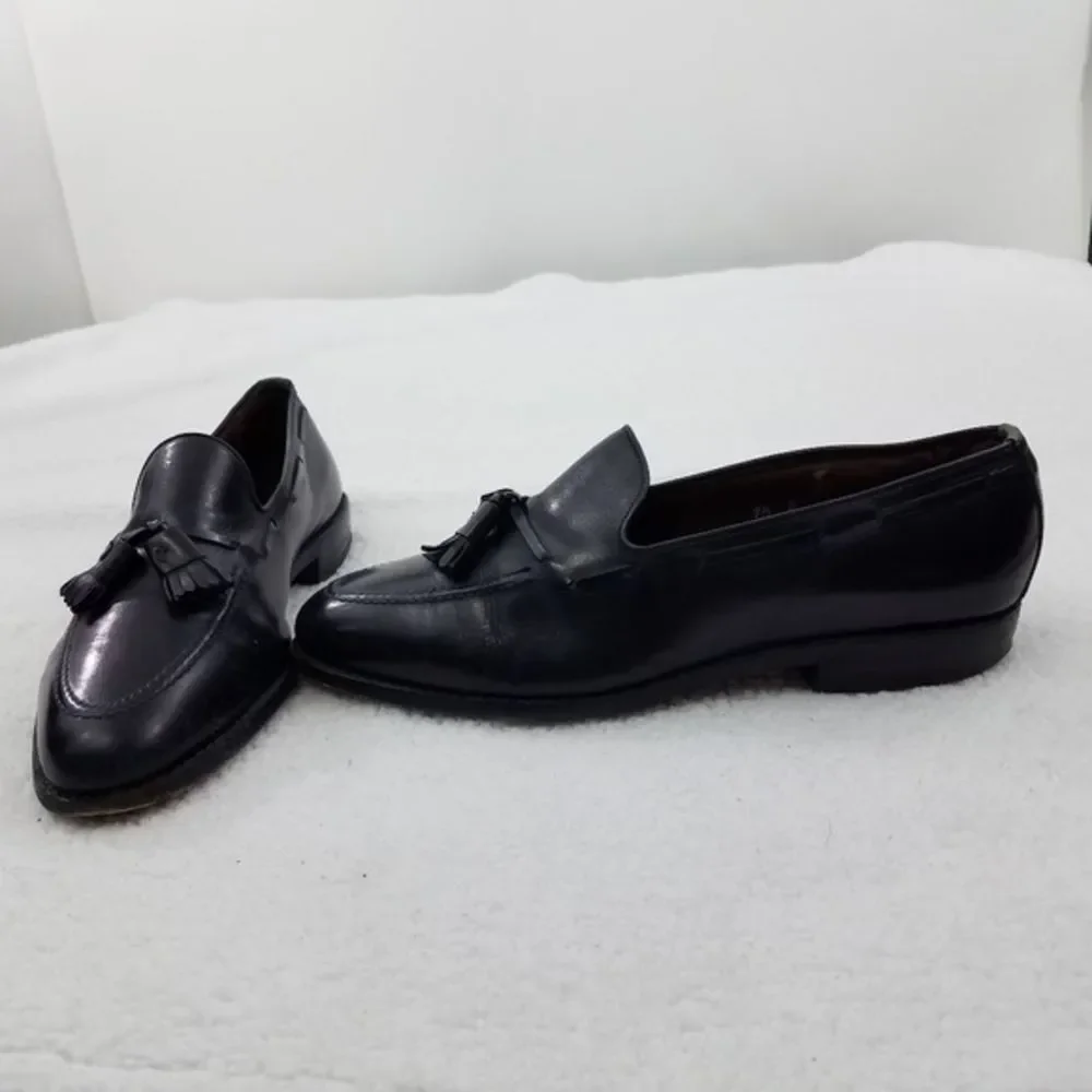 Allen Edmonds Grayson 9.5 D Blue Tassel Loafers Work Career Dress Leather