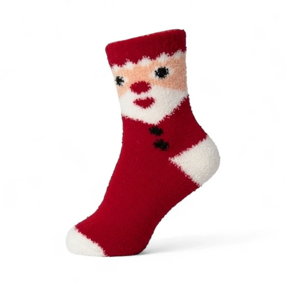 Christmas Heavy Fuzzy Soft Warm Novelty Socks 5pk Reindeer Santa 7-11 NEW‎