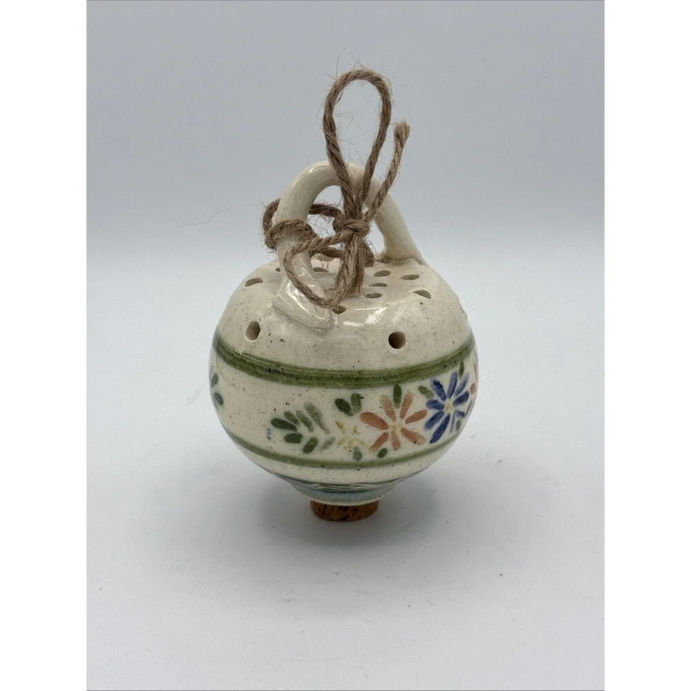 VTG Hand Painted Ceramic Pomander Scent Ball Floral Scentomander Potpourri