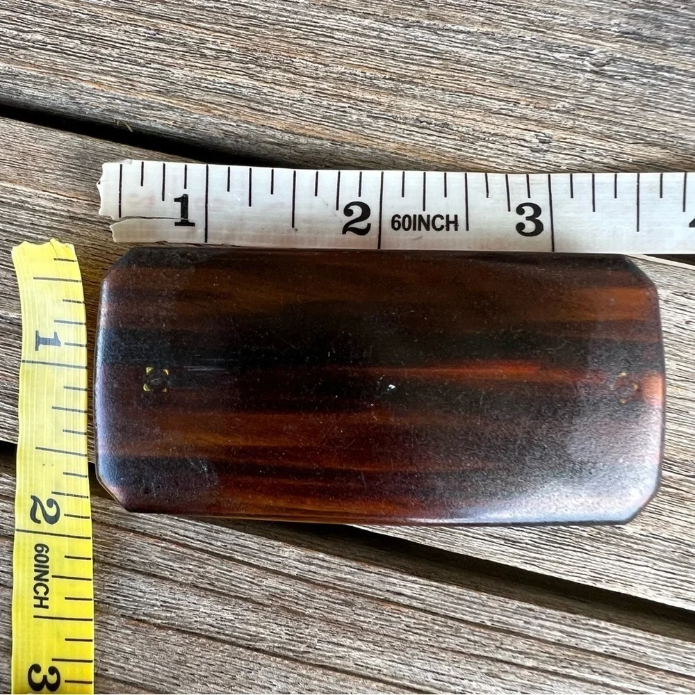 Vintage Tortoise Shell Hair Clip Made in France Rectangular Clipped Corners FLAW