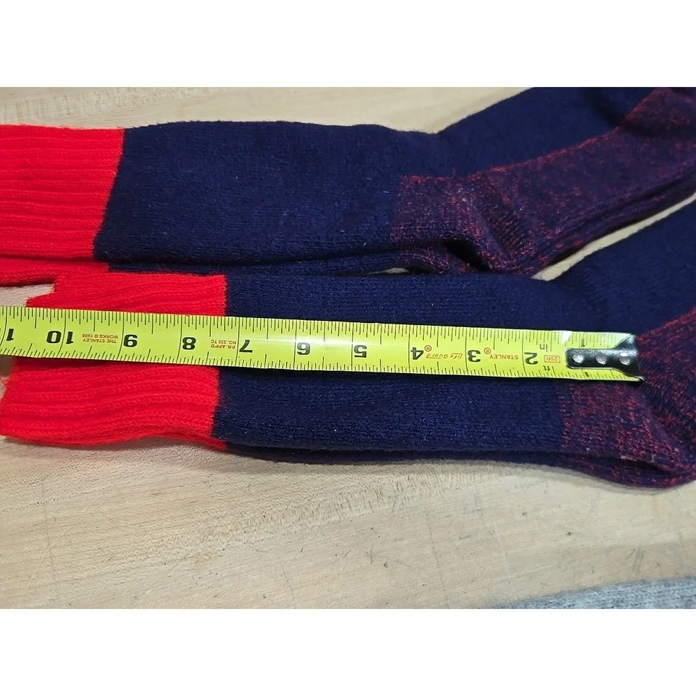Vintage Men's Wool Boot Socks Lot of‎ 2 Pairs Blue & Red Colorblock NOS