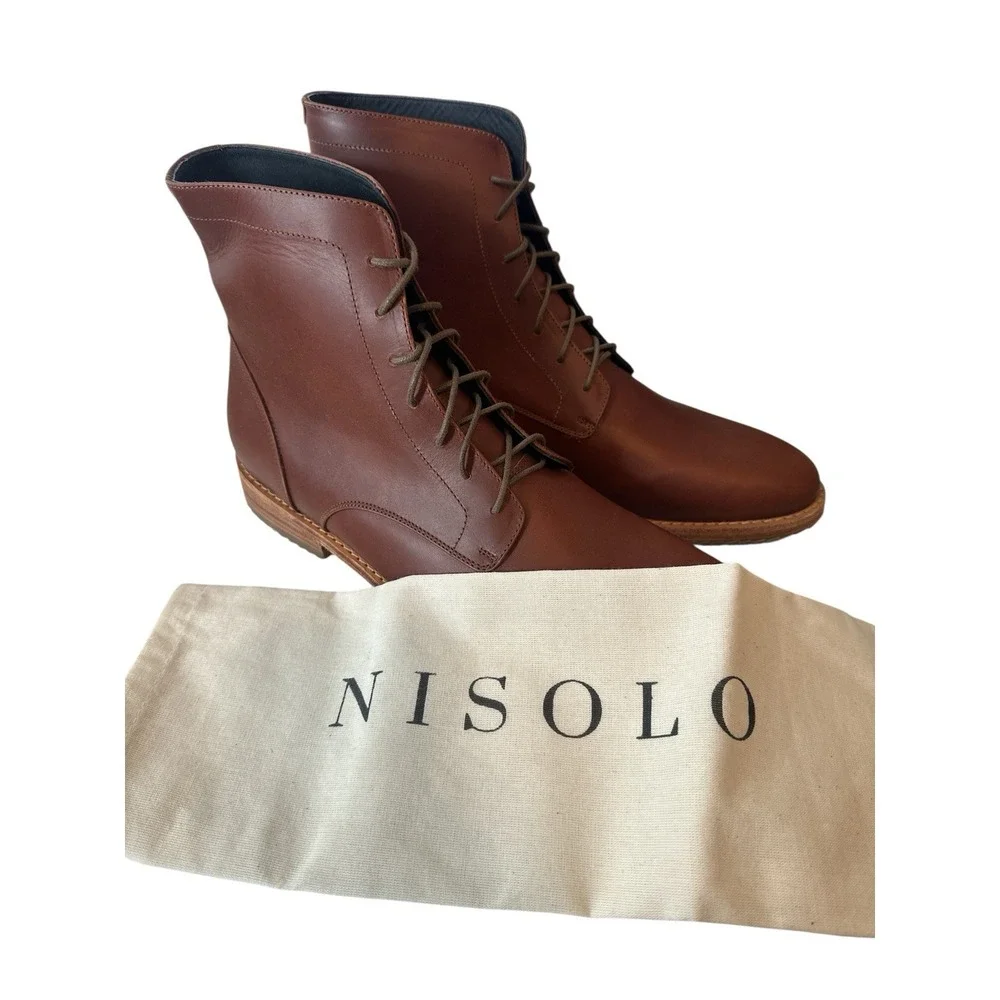 New NISOLO Everyday Lace Up‎ Boot Mens Size 10.5 Brandy Designer Career Office