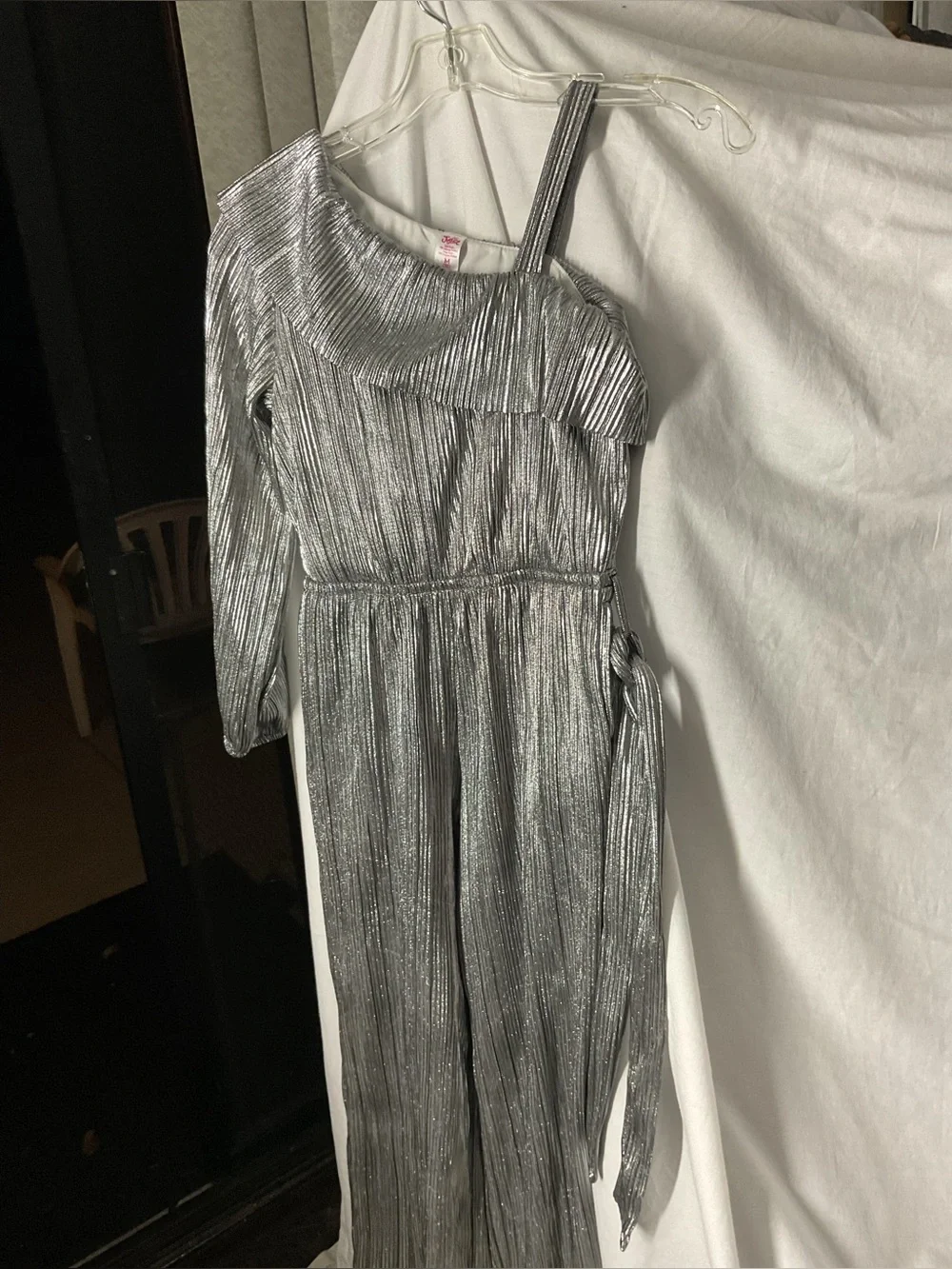 Justice Metallic Silver One-Shoulder Jumpsuit