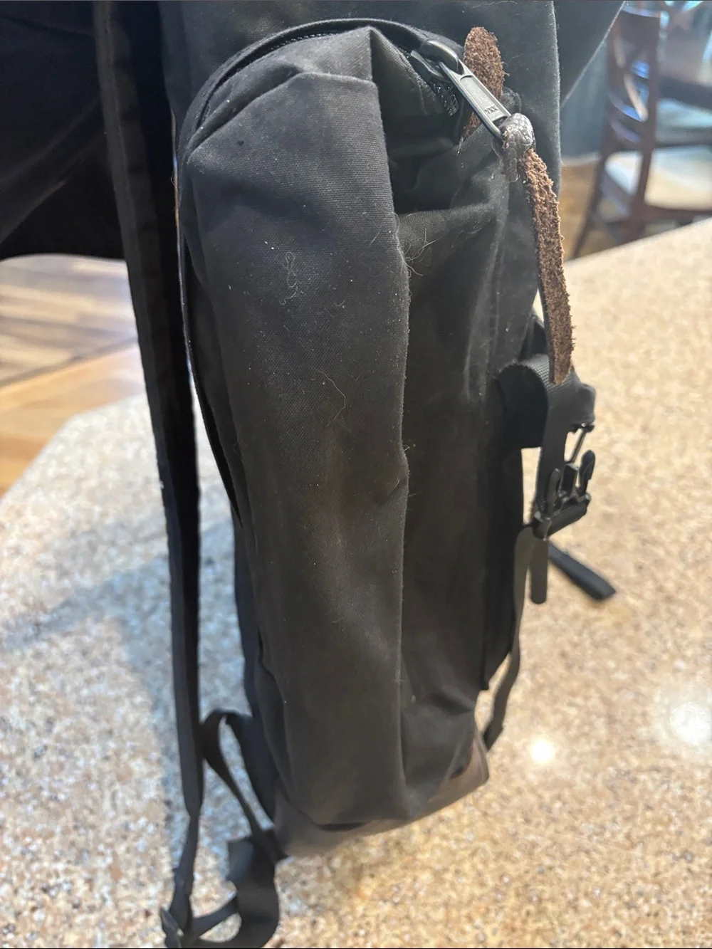 The North Face Black Premium Rucksack Black with Brown Leather Trim