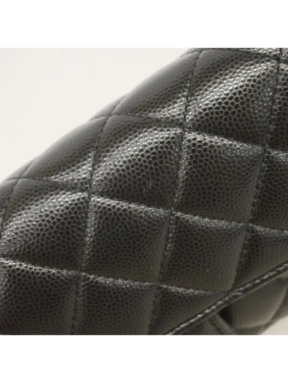 Chanel Eyewear Case Quilted Caviar Leather Black Silver