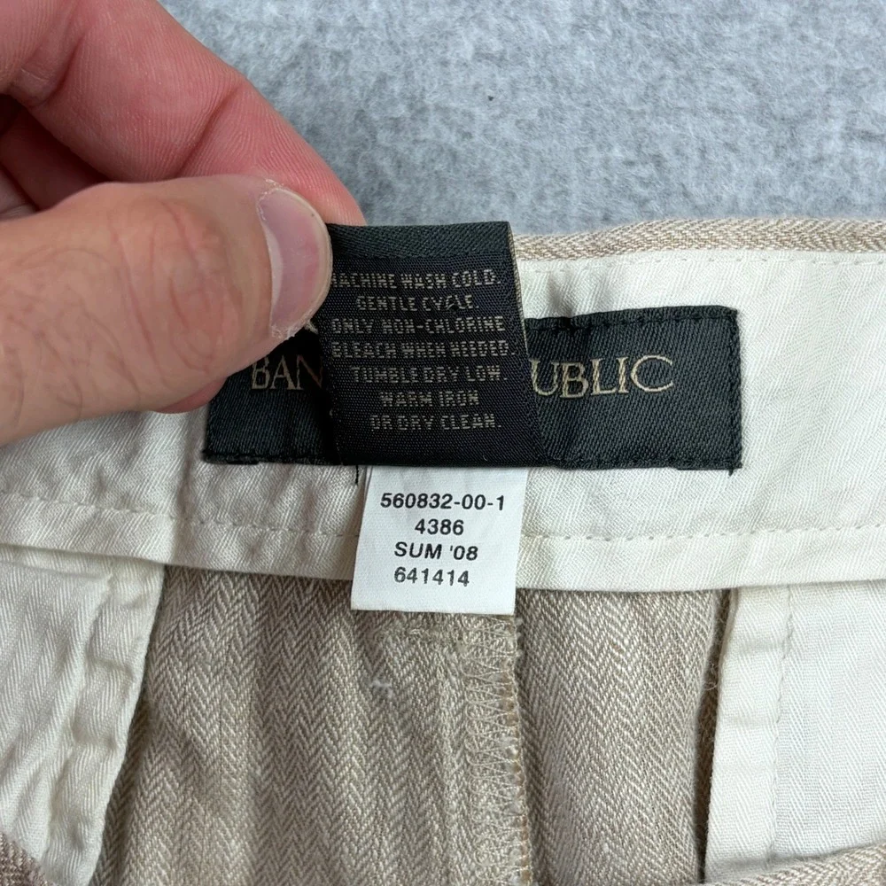 Banana Republic Pants Mens 33x34 Flax Linen Herringbone Baggy Wide Leg Chino Y2K