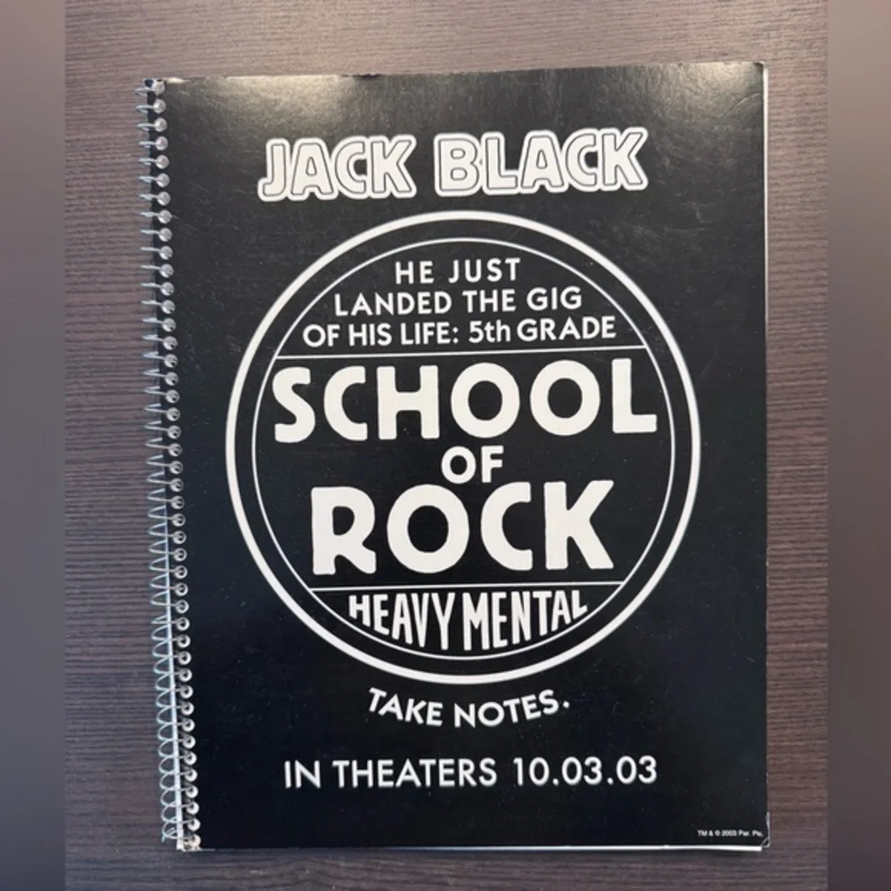 Vintage 2003 School of Rock Spiral Notebook Jack Black
