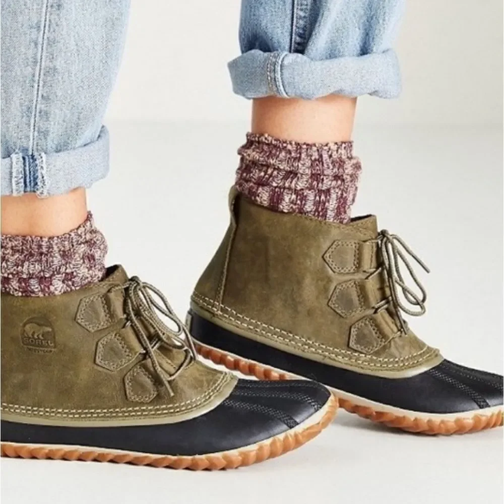 Sorel Out N About‎ Olive Army Green Rain Snow Duck Boots Waterproof Gorpcore 8.5