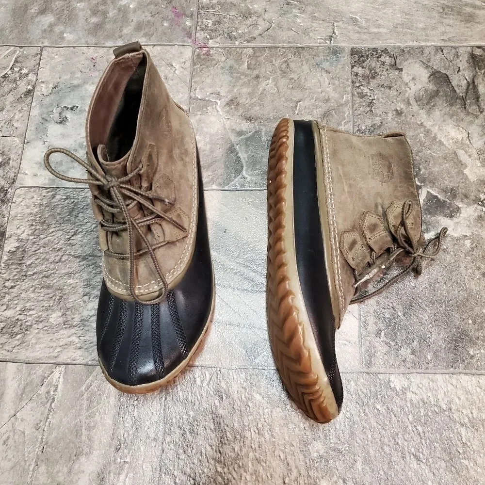 Sorel Out N About‎ Olive Army Green Rain Snow Duck Boots Waterproof Gorpcore 8.5