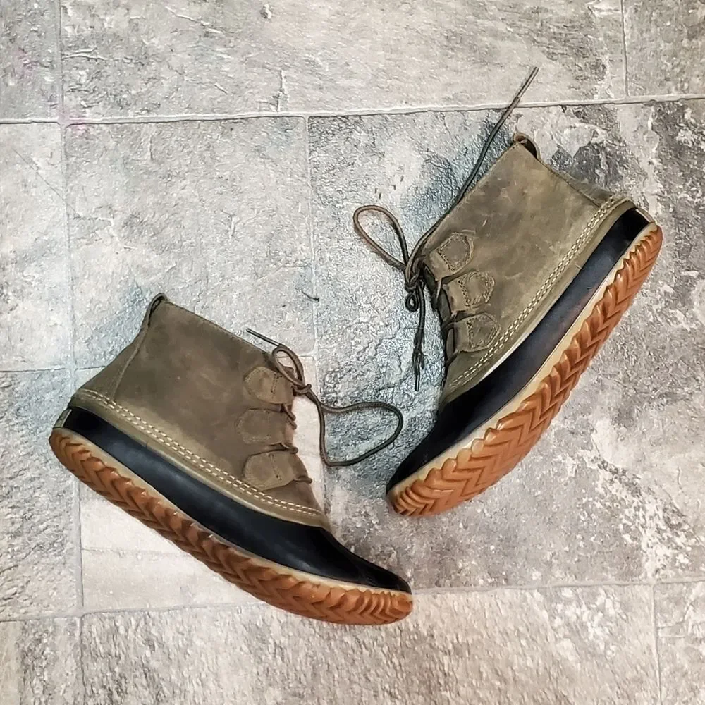 Sorel Out N About‎ Olive Army Green Rain Snow Duck Boots Waterproof Gorpcore 8.5