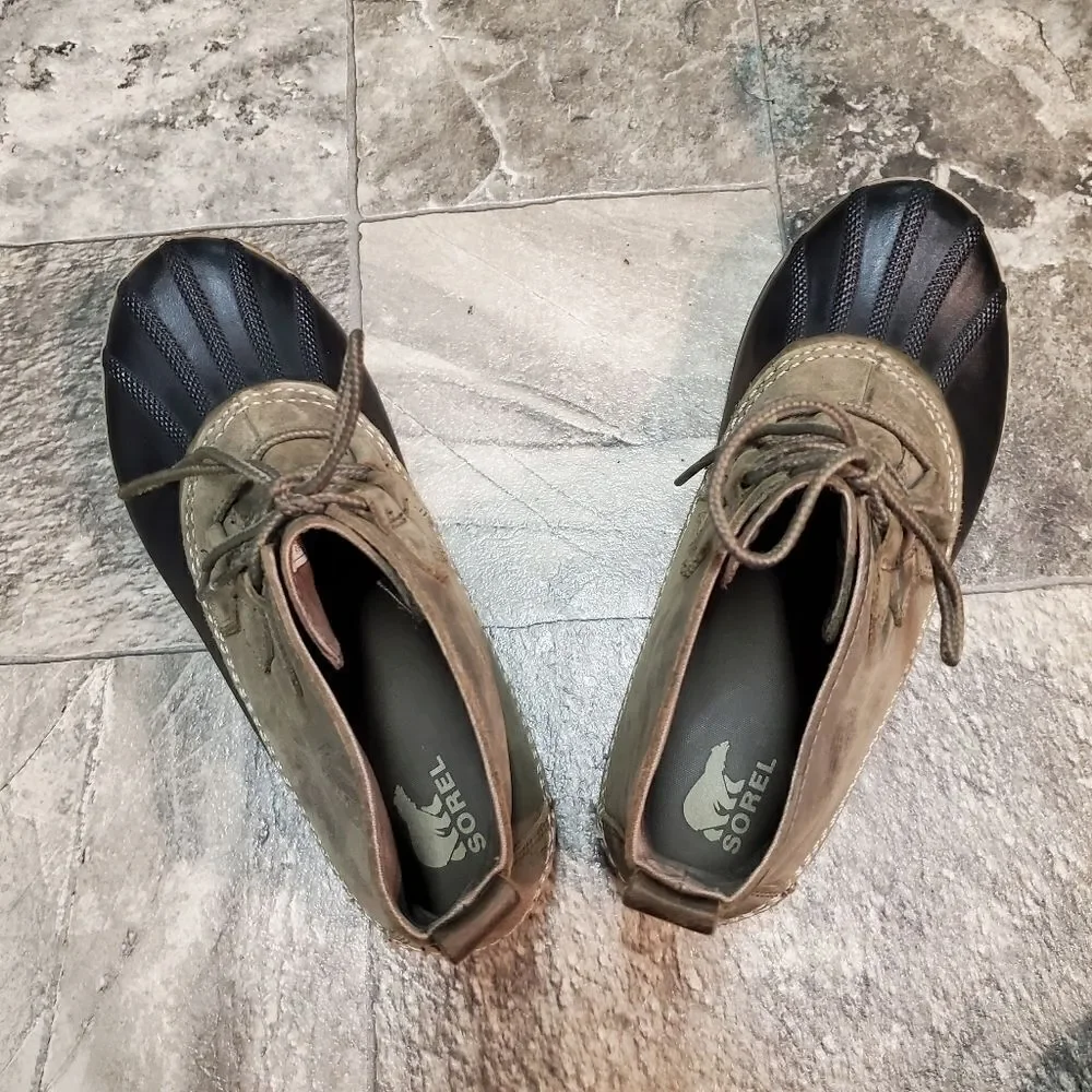 Sorel Out N About‎ Olive Army Green Rain Snow Duck Boots Waterproof Gorpcore 8.5