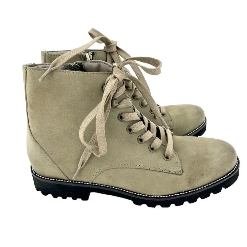 Blondo Boots Rachelle Waterproof Mushroom Nubuck Booties Lace up SZ 7 New