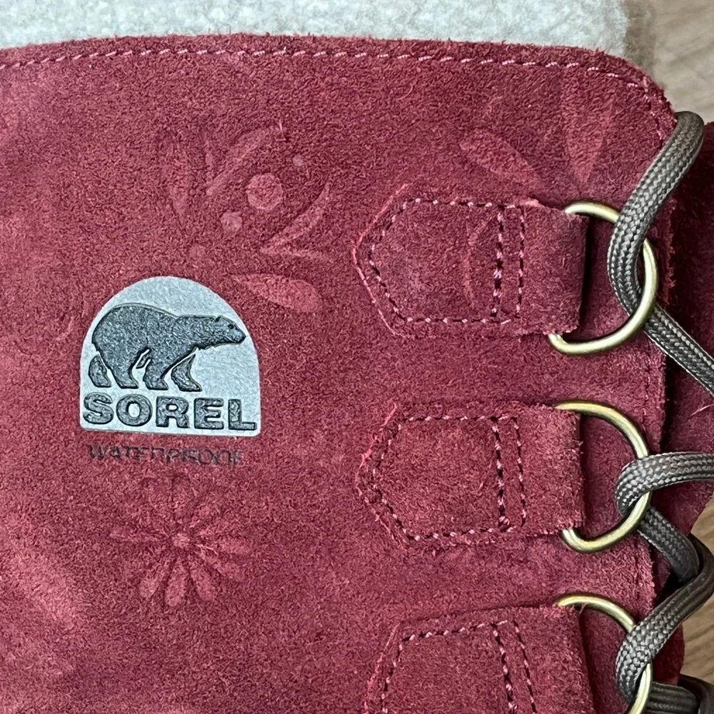 Sorel Winter Carnival PAC Boots Red Suede Leather Waterproof Womens 7 UK 5 EU 38