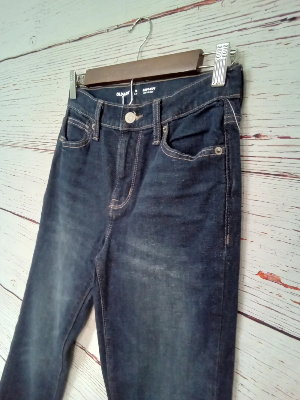 Old Navy Kids Boot-Cut Built-In Flex Jeans Dark Wash Size 14 Slim
