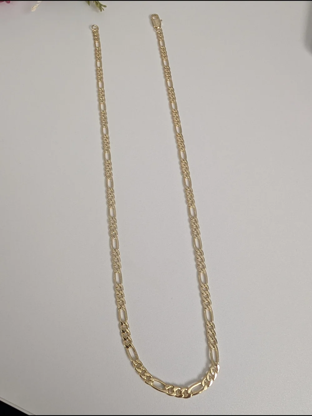 .925 Sterling Silver 14K Gold Plated Figaro Chain Necklace
