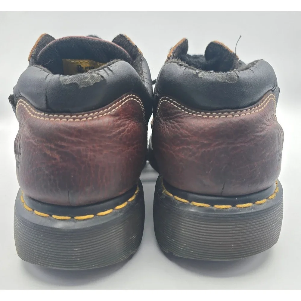 Dr. Martens 7A12 Steel Toe Work Shoes Mens 11 Brown Leather Low Top Boots Y2K
