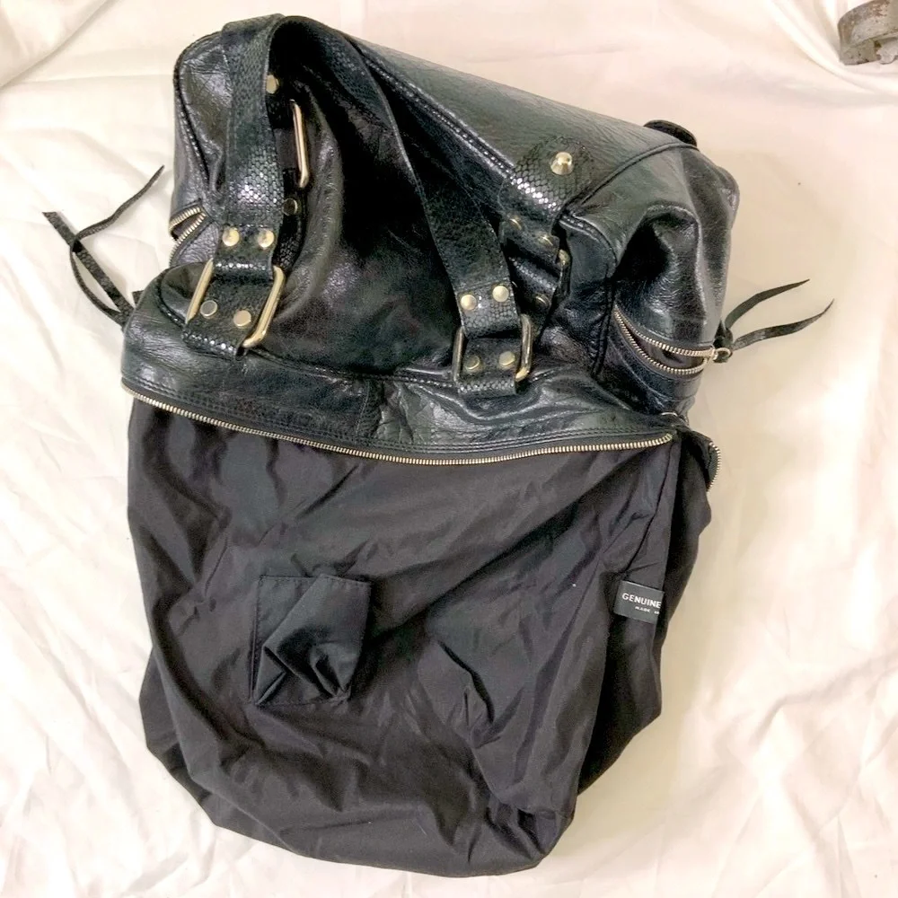 Python Embossed Leather Satchel Shoulder Bag
