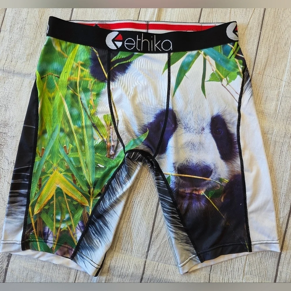 Ethika Men's Size Medium Boxer Brief Panda Bear 8 Inch Active Athletic