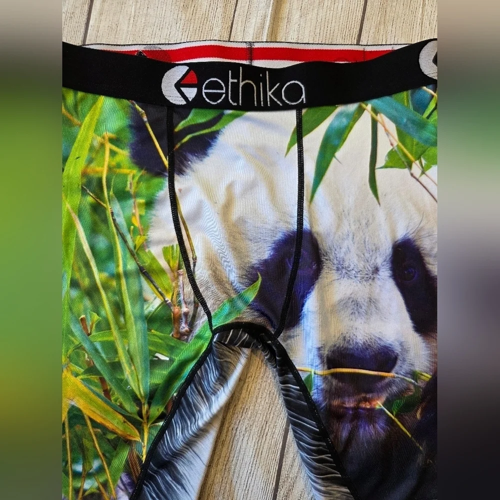 Ethika Men's Size Medium Boxer Brief Panda Bear 8 Inch Active Athletic