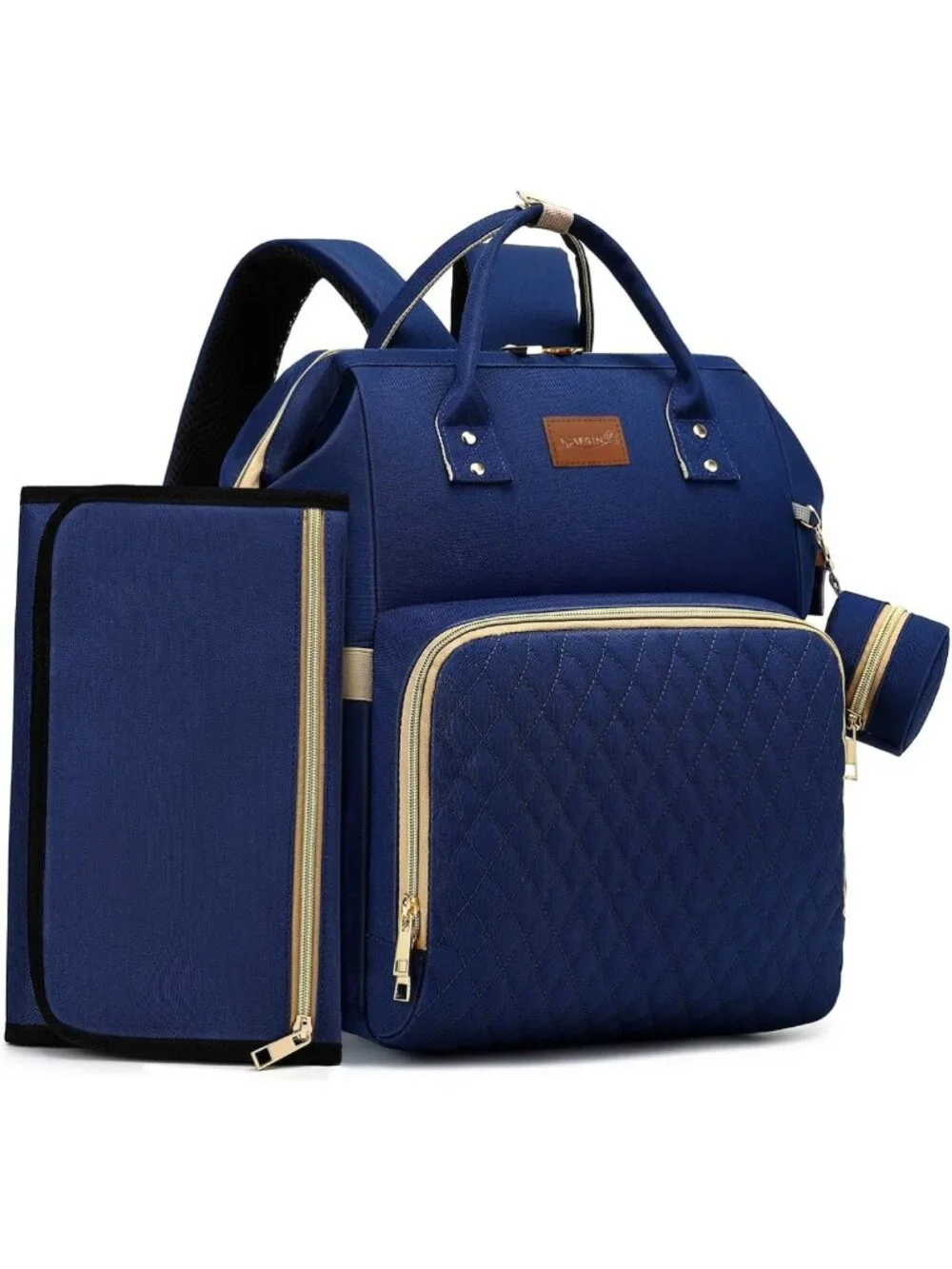 Stylish Waterproof Diaper Bag Backpack with Changing Pad & Pacifier Case - Large