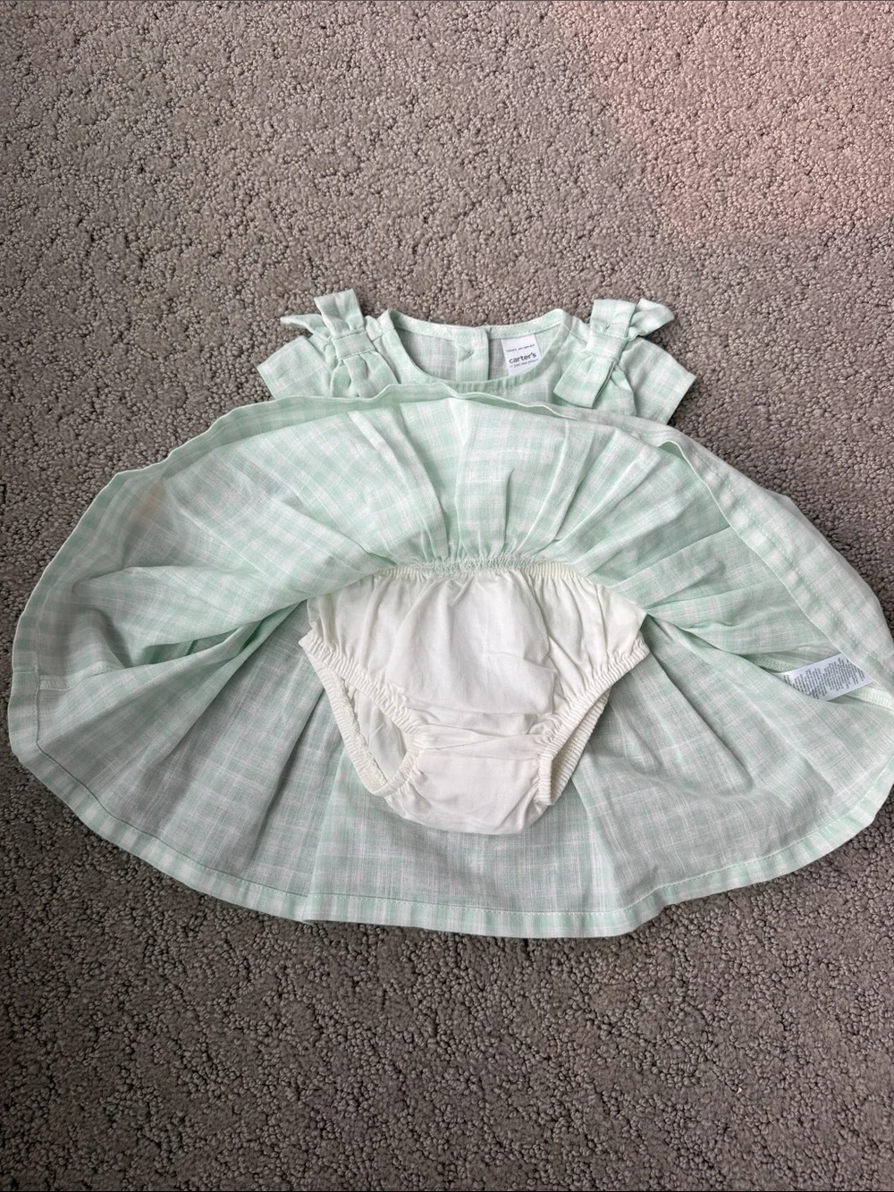 Carter's Just One You Baby Girls' Gingham Dress Green Plaid Size 3M NWT